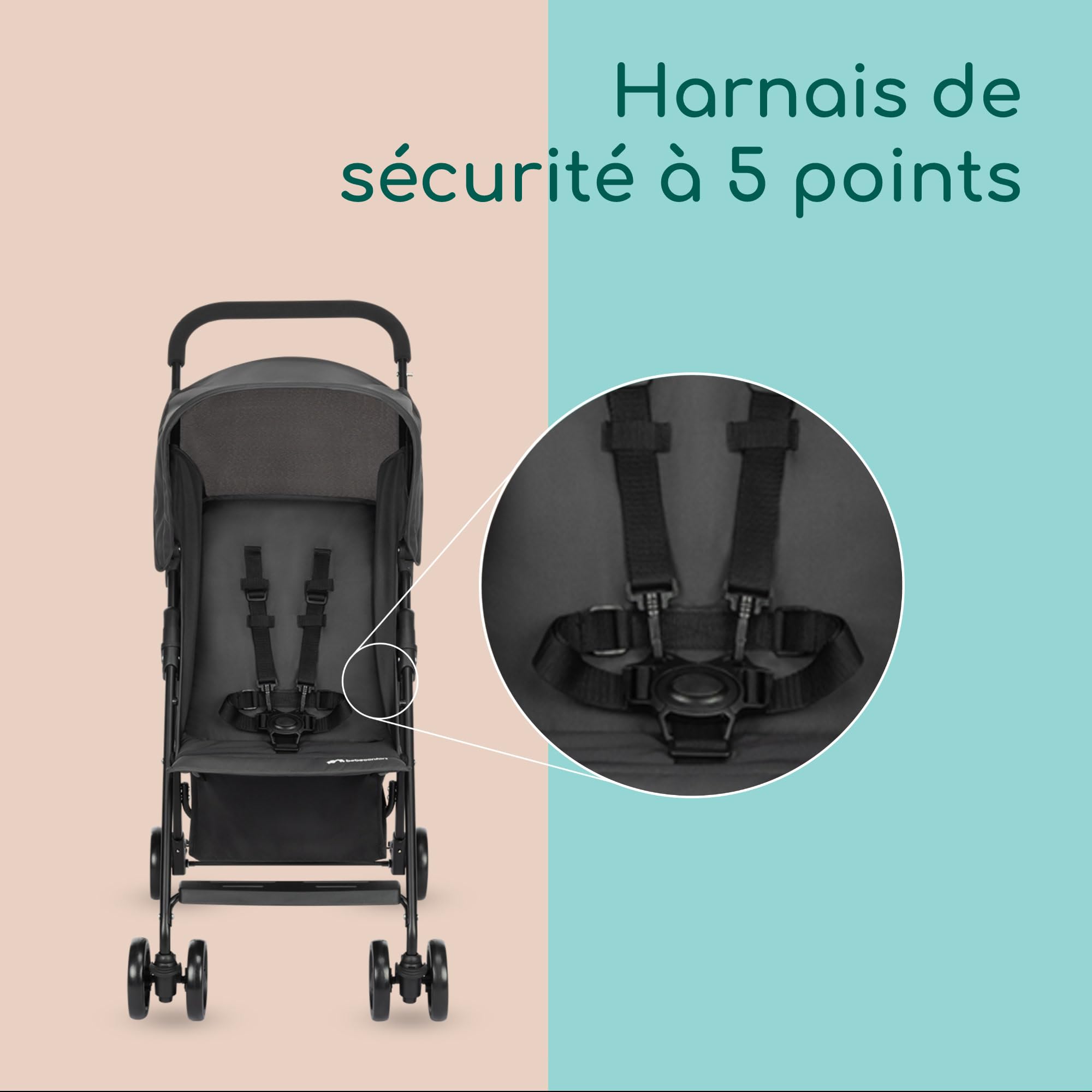 Bebeconfort Snow Poussette Canne Compacte Bébé 0-15 kg Naissance à 3,5 ans Voyage Ultra Légère Pliable Mineral Graphite