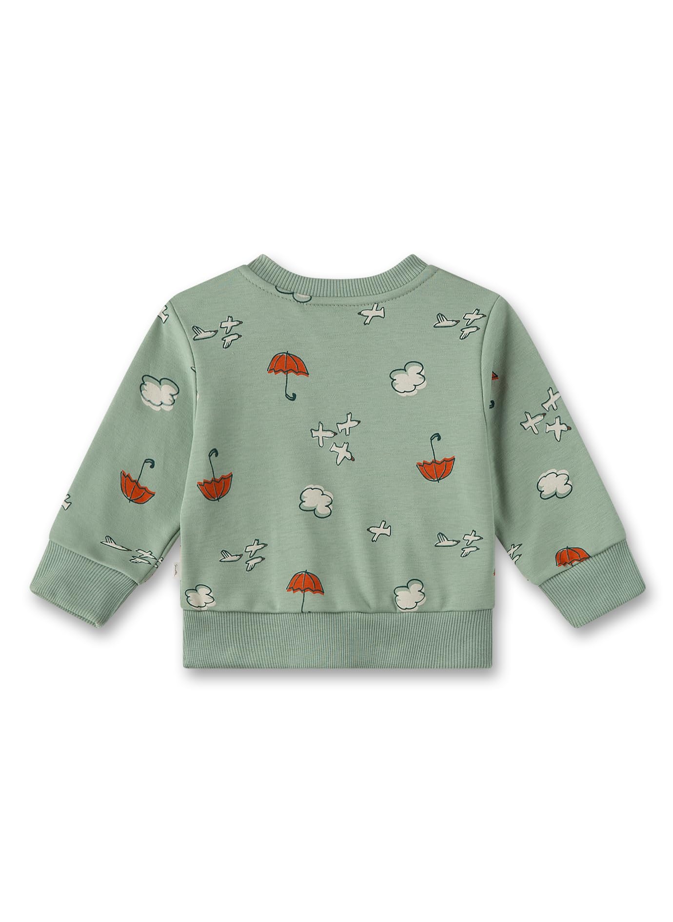 Sanetta Baby-Jungen Grün | Hochwertiges und gemütliches Bio-Baumwolle Sweatshirt mit Wolken-Motiv Bekleidung
