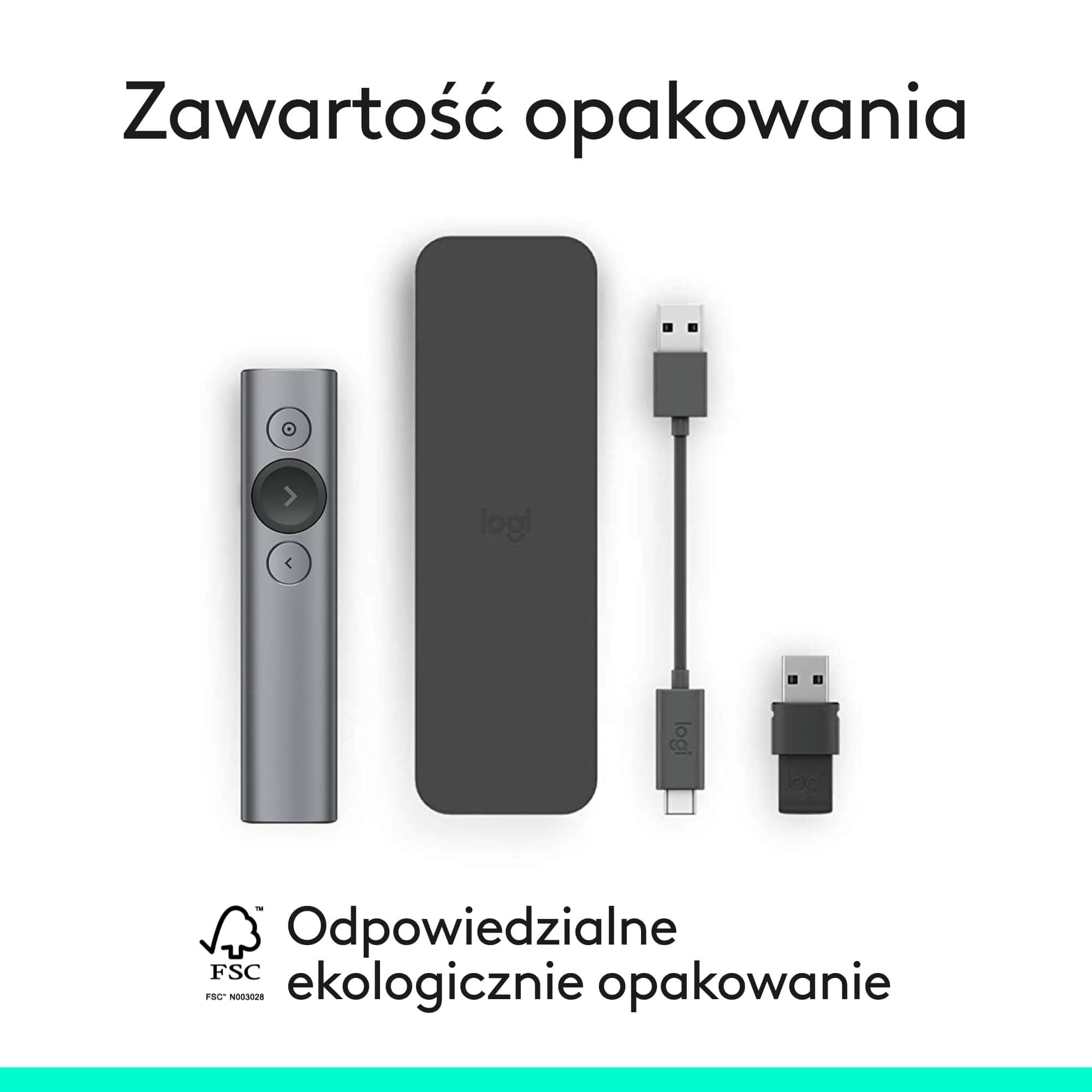 Logitech Spotlight™ Presentation Remote, Z zaawansowanym cyfrowym wskaźnikiem i zegarem z alertami wibracyjnymi, PC/Mac - Szary