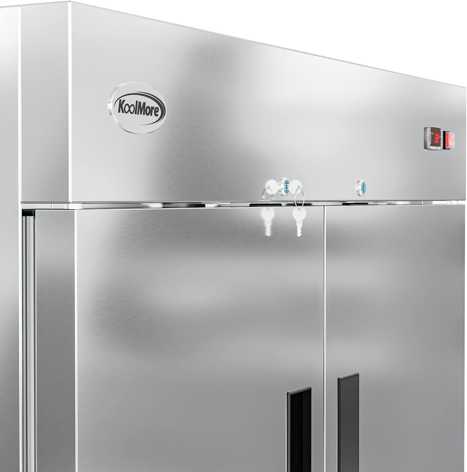 KoolMore RIR-2D-SSHD Commercial Stainless-Steel Reach-in Refrigerator with Half Door Access for Restaurant, Cafe, and Cold Food Storage, Large 47 Cu. Ft. Capacity, Heavy Duty Kitchen Use, 4, Silver