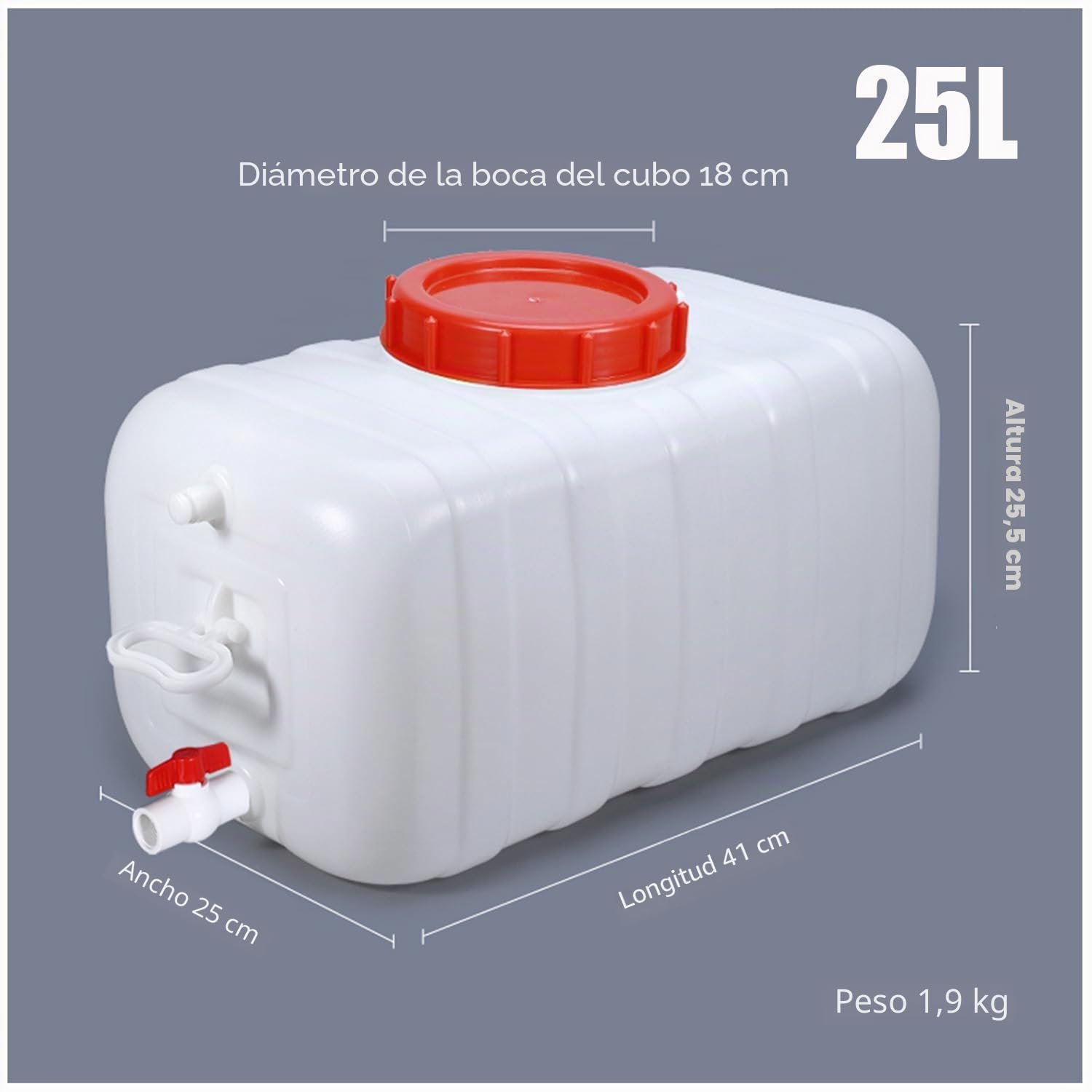 Depósito De Agua Portátil 25L/35L/50L/80L/110L/200L con Espiga Y Manguera, Contenedor De Almacenamiento De Agua para Camping, RV, Camión, Preparación para Emergencias(Size:25L)