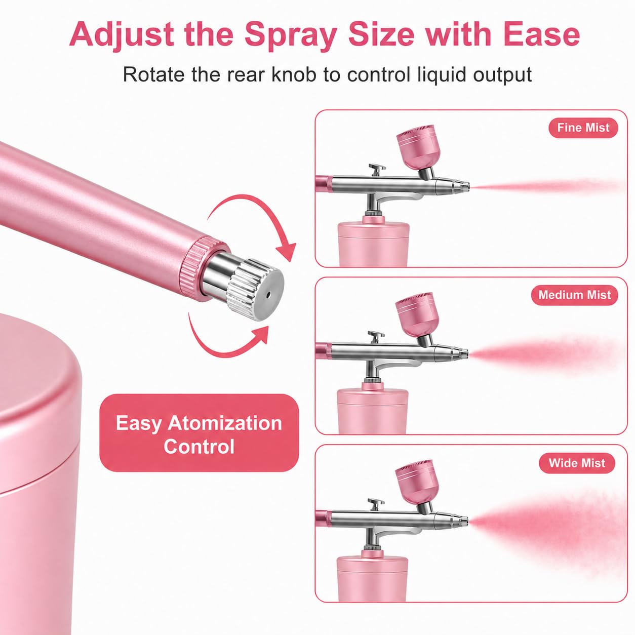 Kit Aerografo con Compressore, Professionale Aerografo Unghie, Aerografos per Modellismo, Pittura Artistica, Decorazione di Torte, Trucco, Idratazione di Bellezza (Rosa)
