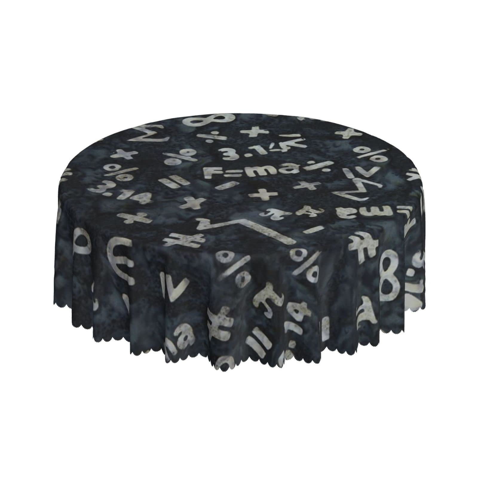 Lsjuee Batik Math Formula Symbol Round Tablecloth 60 Inch Printed Washable Tablecloth for Dining Party Holiday Fall Home Decorative