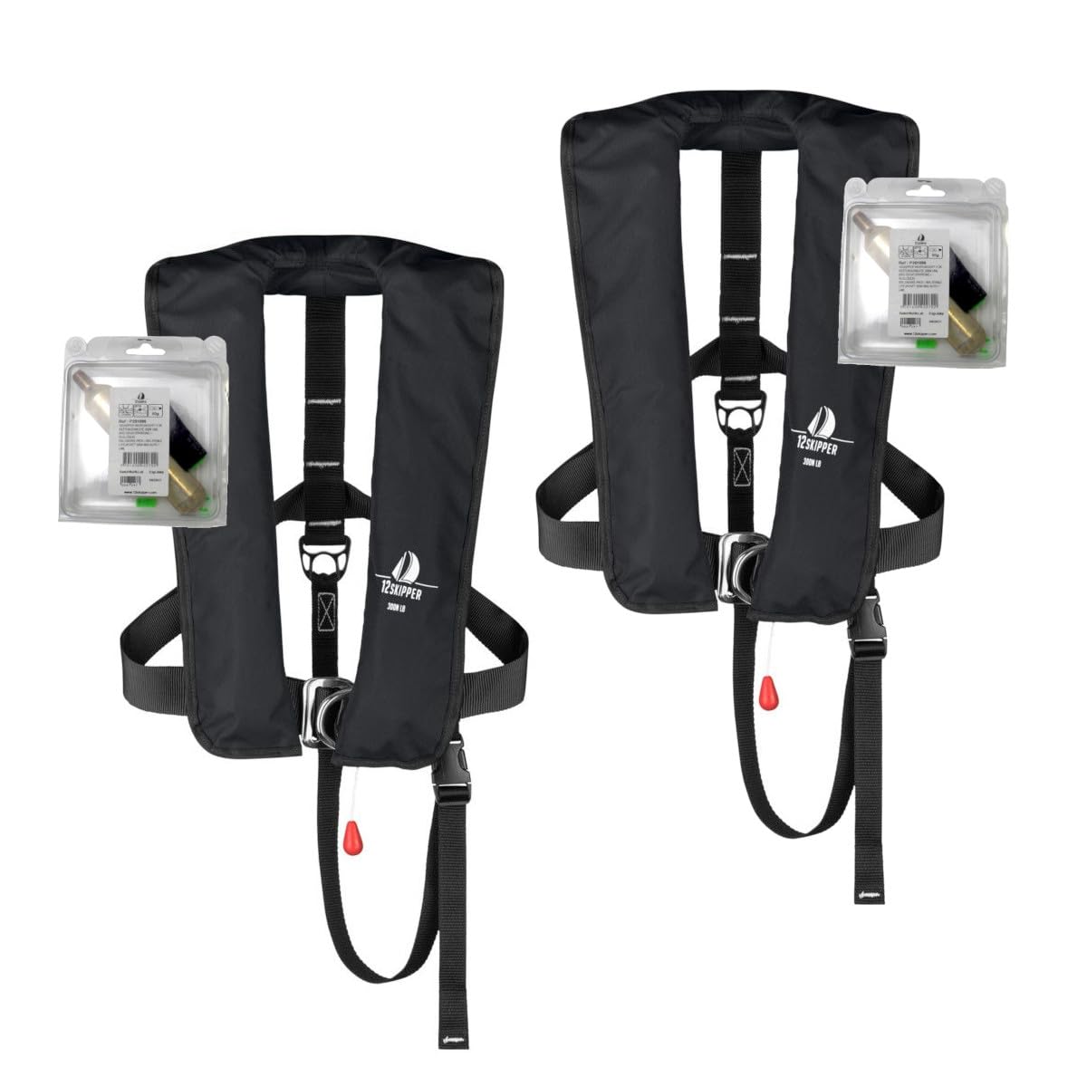 2er-Set Automatik-Rettungsweste ISO UML 300N mit Harness + 2 Wartungskits