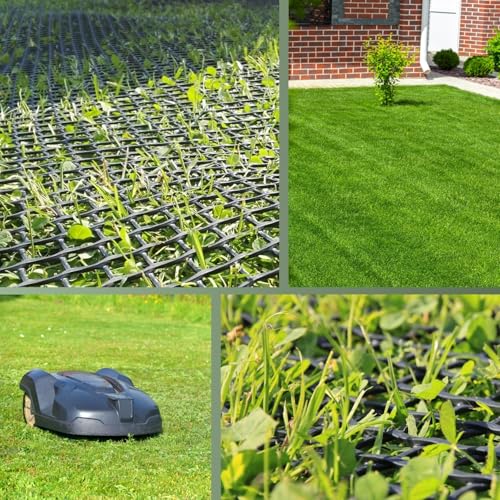 HaGa Rasenschutzgitter 2m Breite (Meterware) aus Kunststoff - Robustes befahrbares Rasengitter für Garten und Rasenflächen