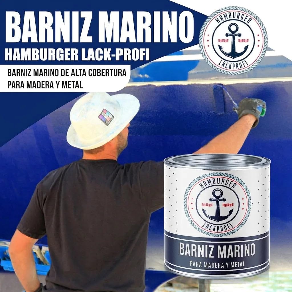 Barniz marino 2K brillante azul noche RAL 5022 azul para GFK/plástico/poliéster barniz de yate pintura náutica (1 L) Hamburger Lack-Profi