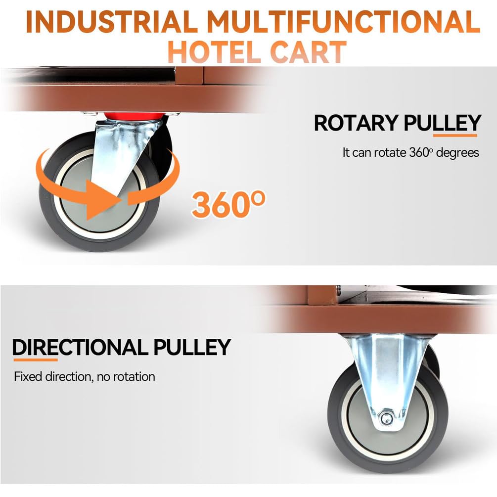 Carrito de hotel para limpieza de limpieza, carrito multifuncional con ruedas y bolsa de almacenamiento para uso comercial, perfecto para transporte de ropa y suministros