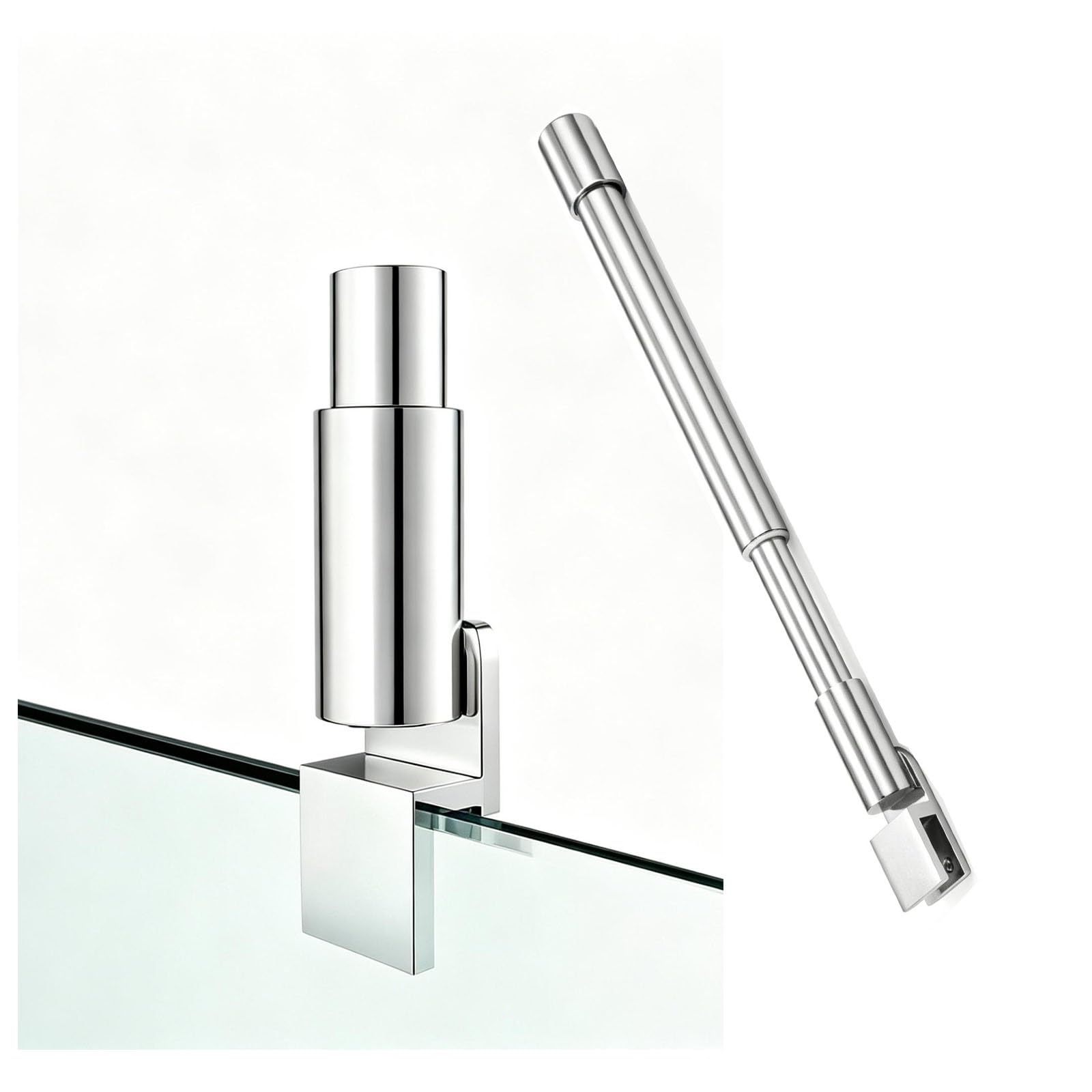 Wahhwf Silvera Ceiling To Glass Shower Door Support Bar, 50–85Cm Long Adjustable Fixed Rod For Frameless Shower Door Panel For 1/4-3/8In (6–10Mm) Thick Glass, Silver(,25.6In/65Cm)