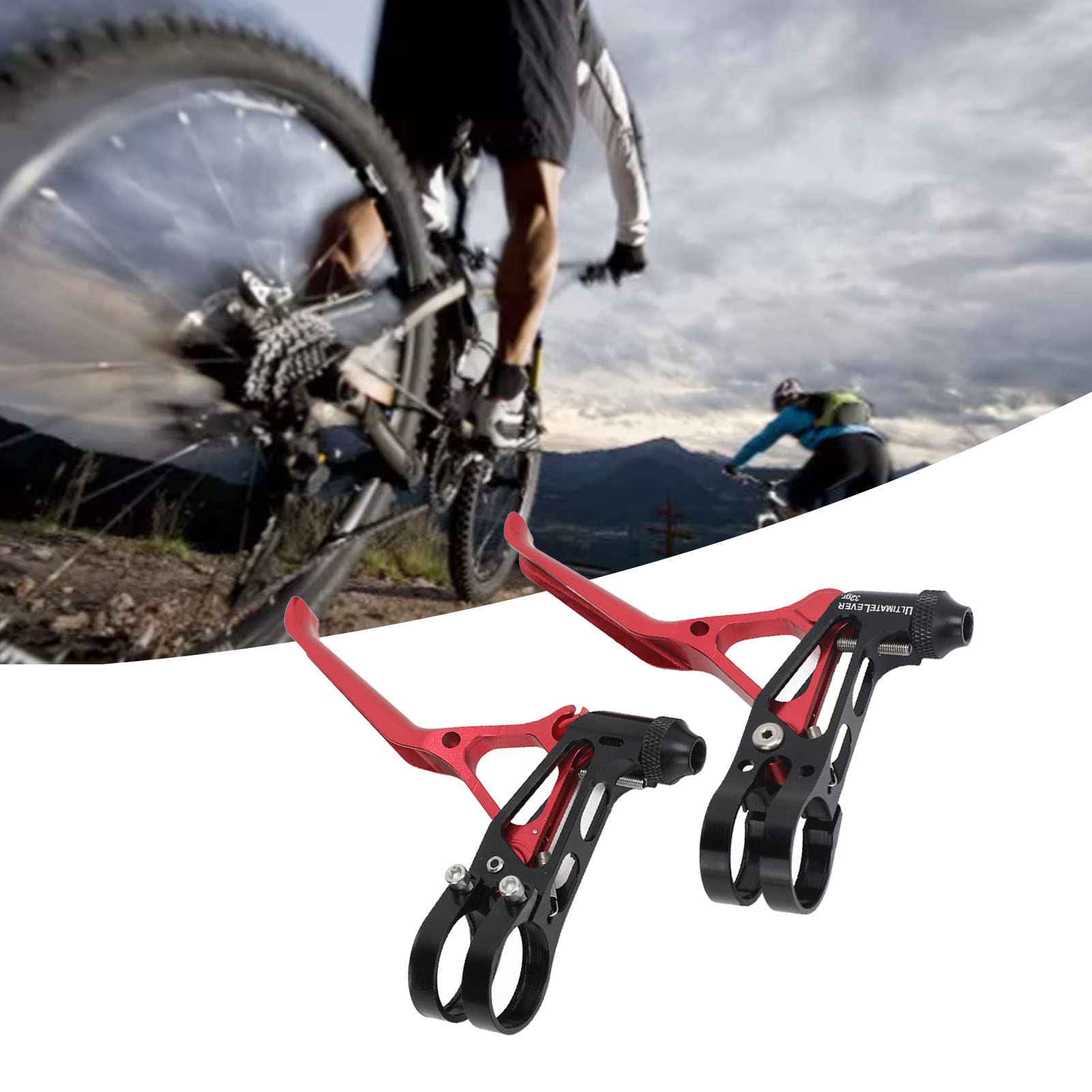 Maniglia del freno cava Leva del freno della bici da strada in lega di alluminio leggera CNC per regolazione delle leve del freno della bici del manubrio da 22,2 mm (Rossa)