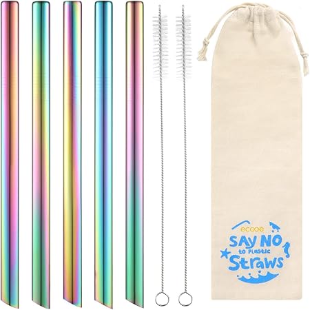 8 Pailles En Verre Réutilisables Avec Fruits 3D + 2 Brosses - Pour Bubble Tea, Smoothies, Cocktails - 10