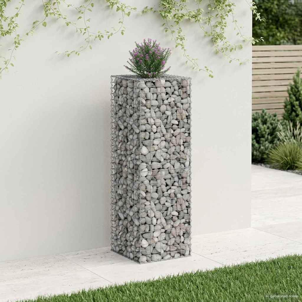 Gabiony podwyższona grządka srebrna z ocynkowanej stali, 50 x 50 x 150 cm, z wysokim i dobrym drenażem, stabilny element ogrodzenia do ogrodu, na taras, balkon