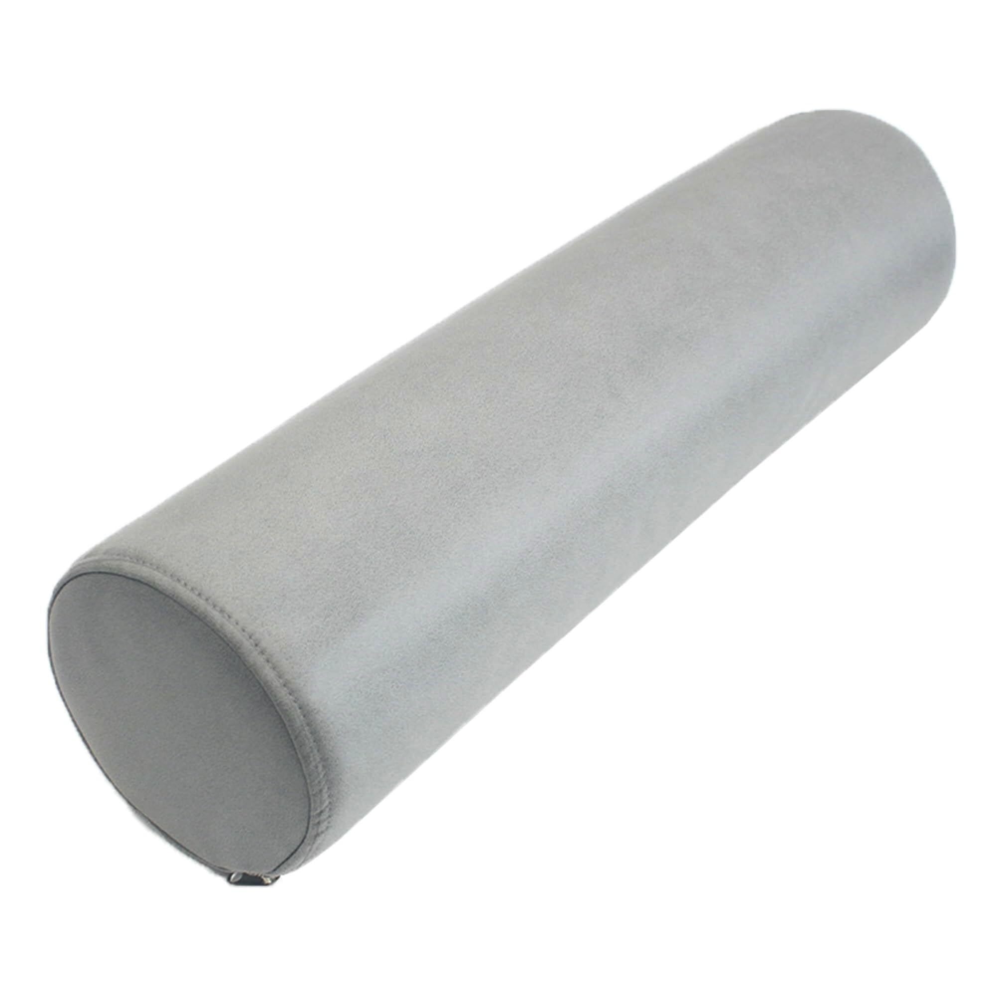 Nackenrolle mit Weichem Mikroplüsch Bezug, Orthopädisches Nackenkissen, Lagerungsrolle, Knierolle, Memory Foam(Gris Clair,20x120cm/8x47in)