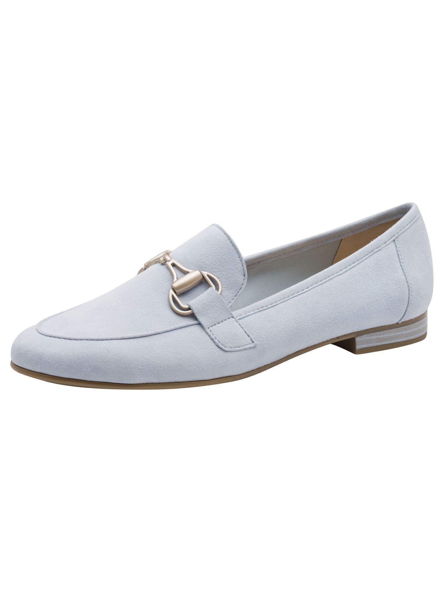MARCO TOZZI Women's Loafers Soft Feel Me Footbed Leather Soft Lining Modern, Blue (LT.Blue), 4.5 UK