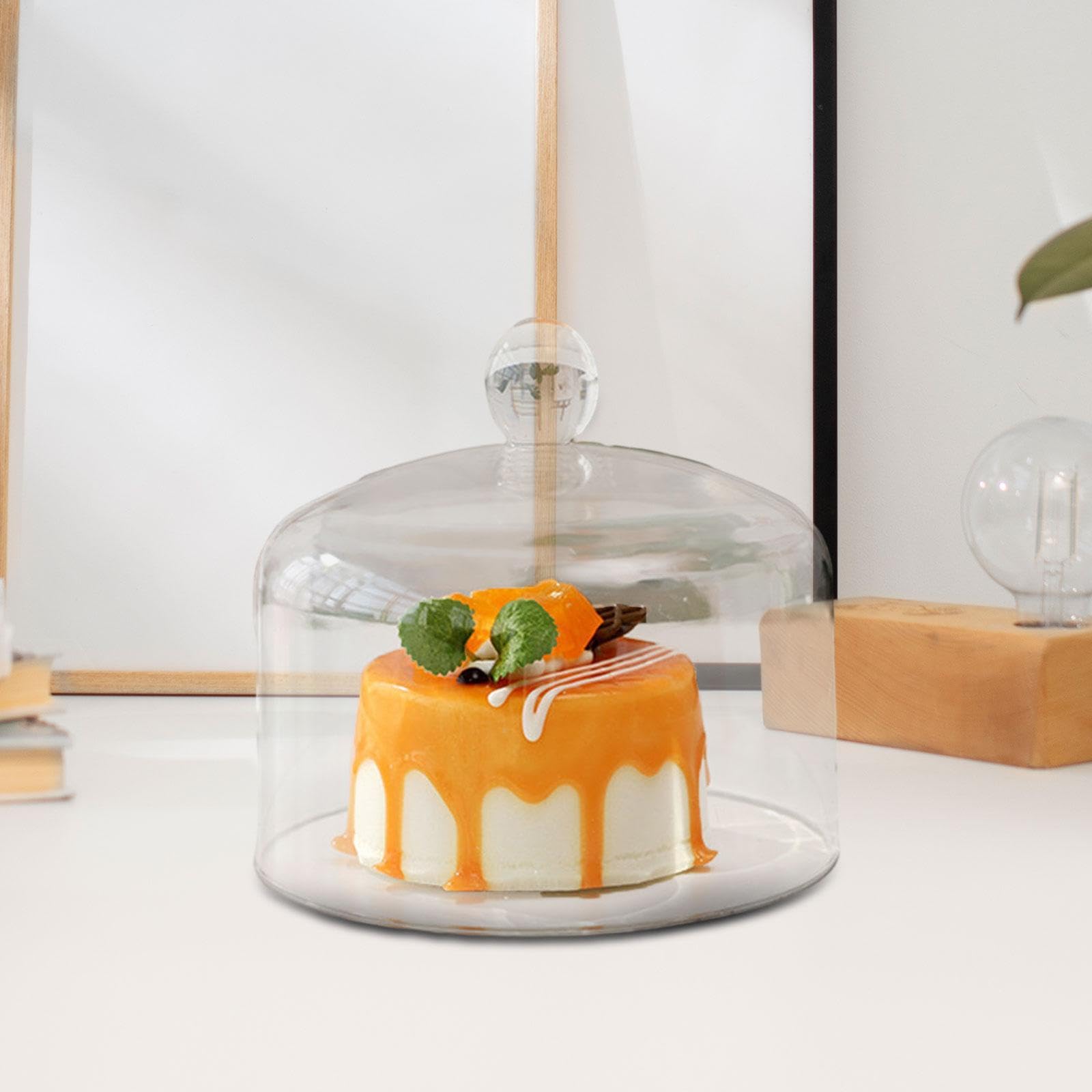 perfk Copertura per Alzata per Torta in Acrilico, Rotonda, Trasparente, Coperchio per Torta a Cupola per Alimenti in Acrilico per Piatto per Torta, L
