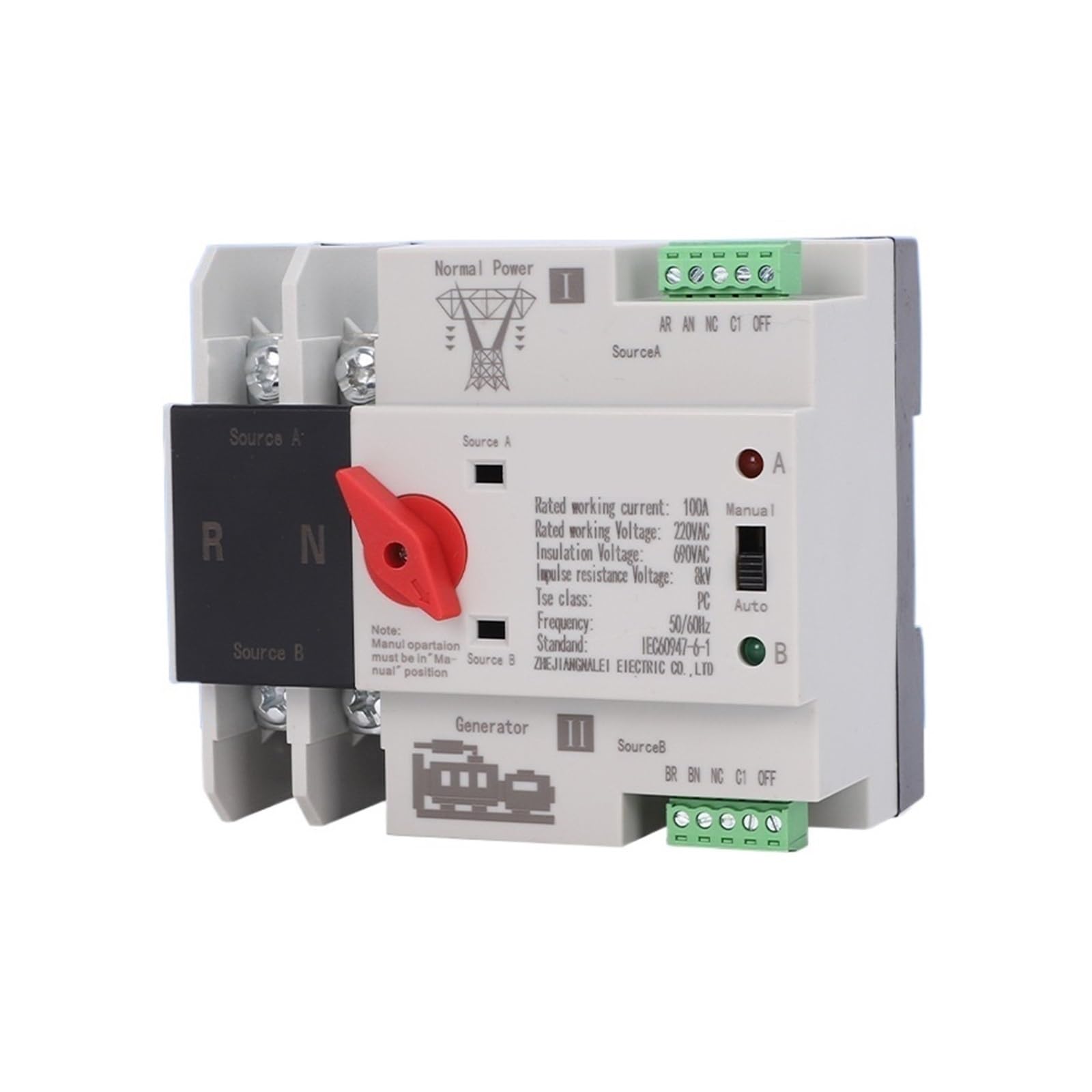 Automatischer Umschalter mit doppelter Leistung Automatischer Dual-Power-Transferschalter 2p100A Netzgenerator 220V Millisekunden schaltende unterbrechungsfreie Stromversorgung Englische Version(3P 10