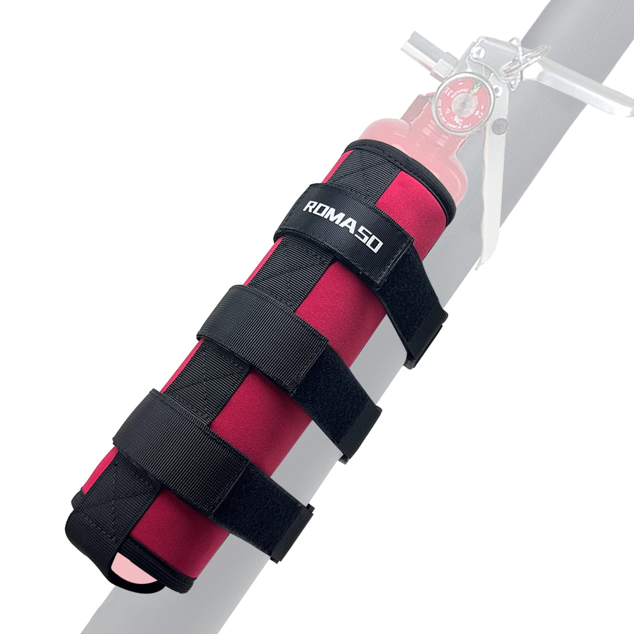 Roll Bar Fire Extinguisher Mount for Jeep Wrangler YJ TJ JK JKU JL 2.5 Lb Fire Extinguisher Holder Bag(Red)