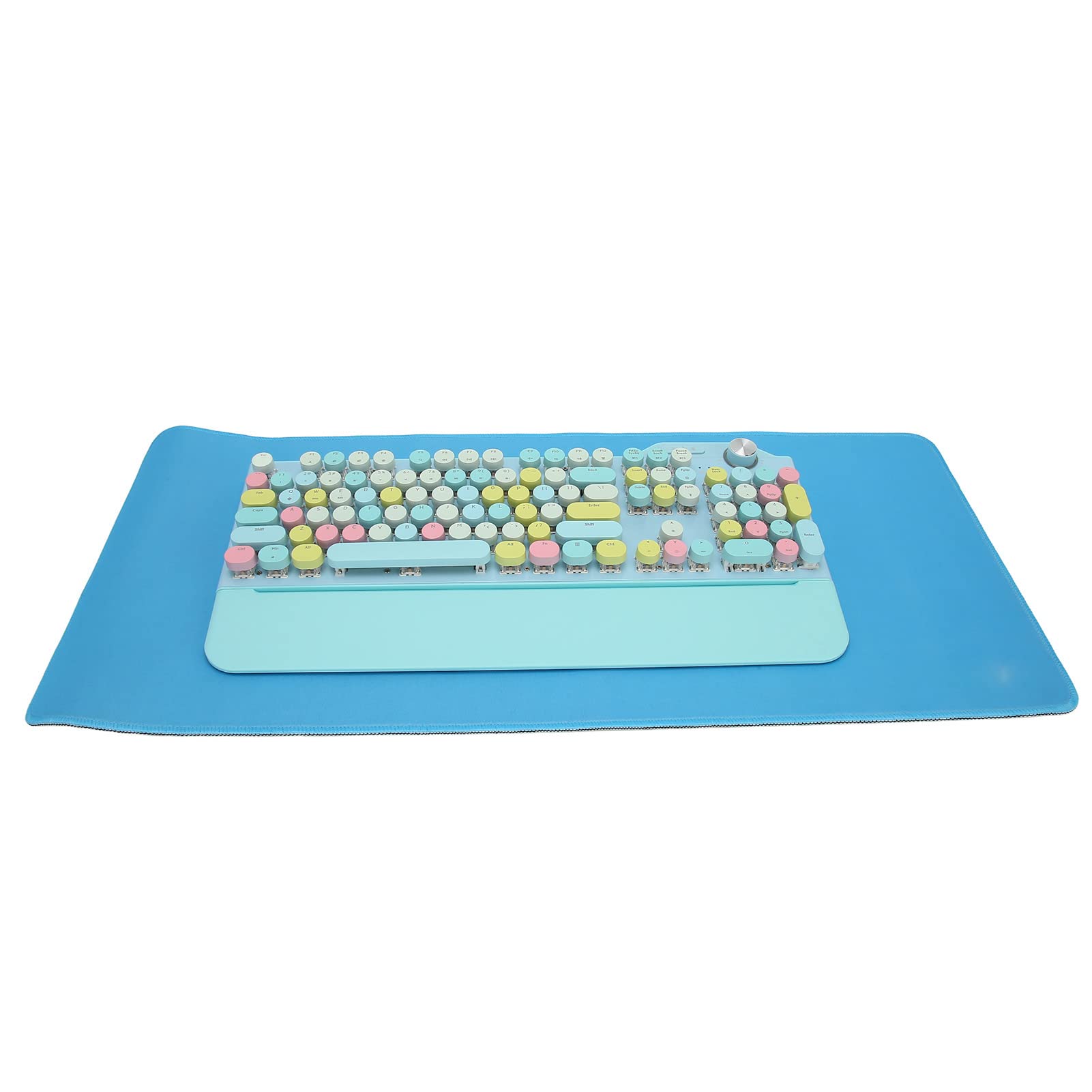 Haofy Tastiera per Ragazze Tastiera Wireless Cablata o Wireless Copritasti Rotondi con Interruttore Blu in Lega di Alluminio per Desktop (Blu)