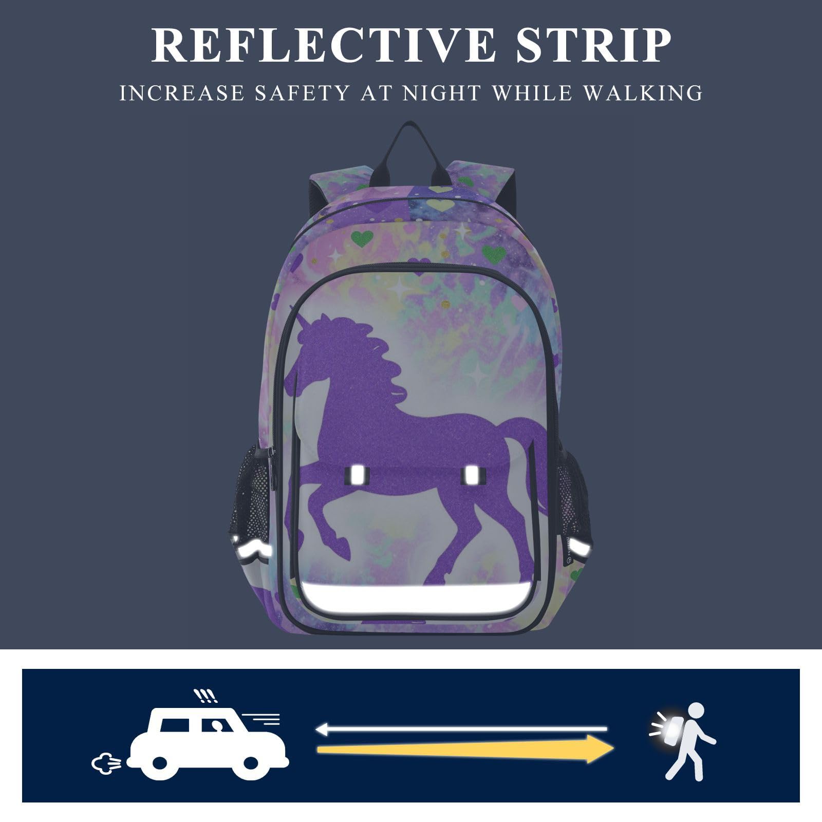 GuoChe Zaino flip top per bambini con unicorni viola glitterati