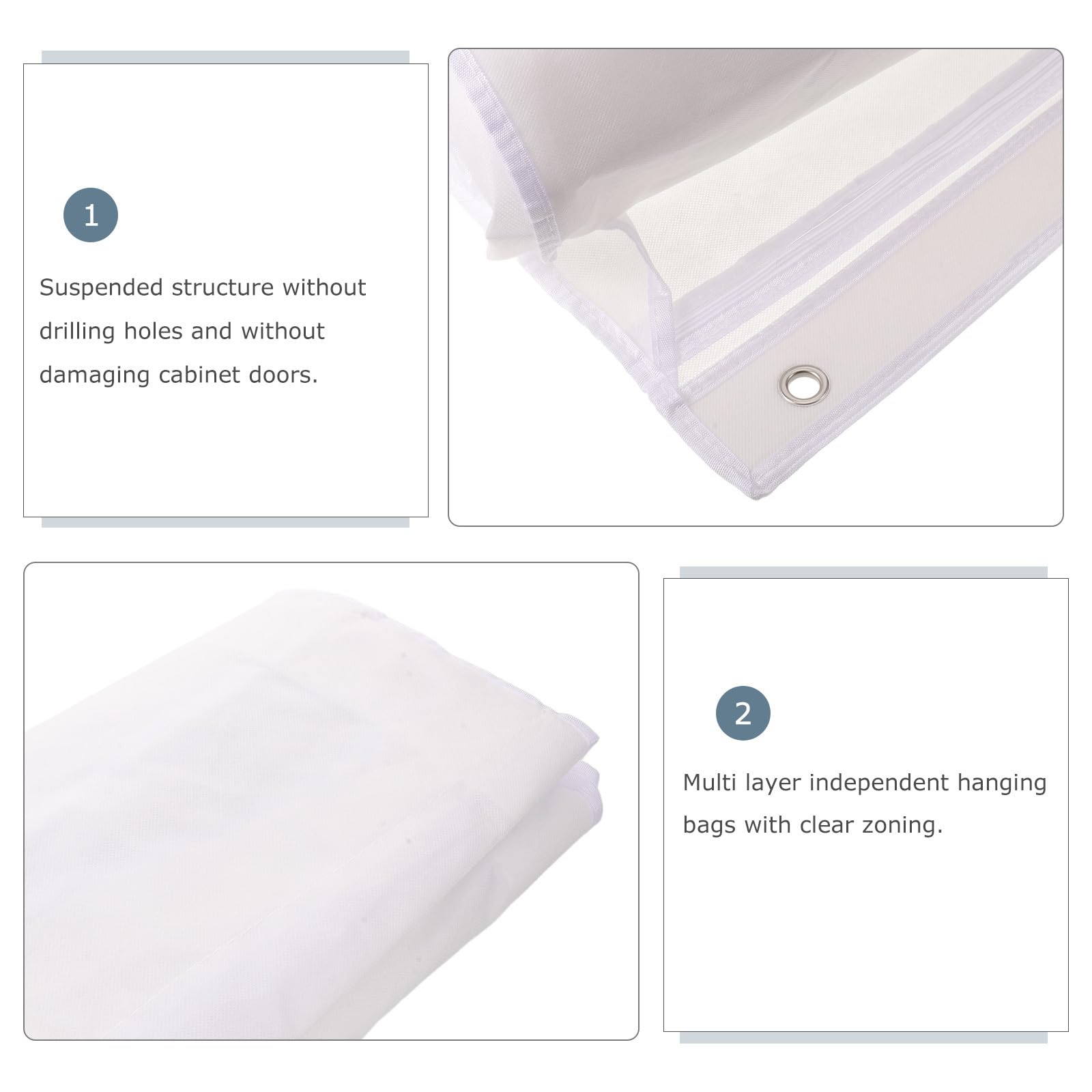 Organizzatore per Filati da Appendere con 6 Tasche con Chiusura a Cerniera - Borsa Multi-Scomparto da Appendere alla Porta, Trasparente, Porta Kit per Uncinetto, Gancio per Armadio, ago
