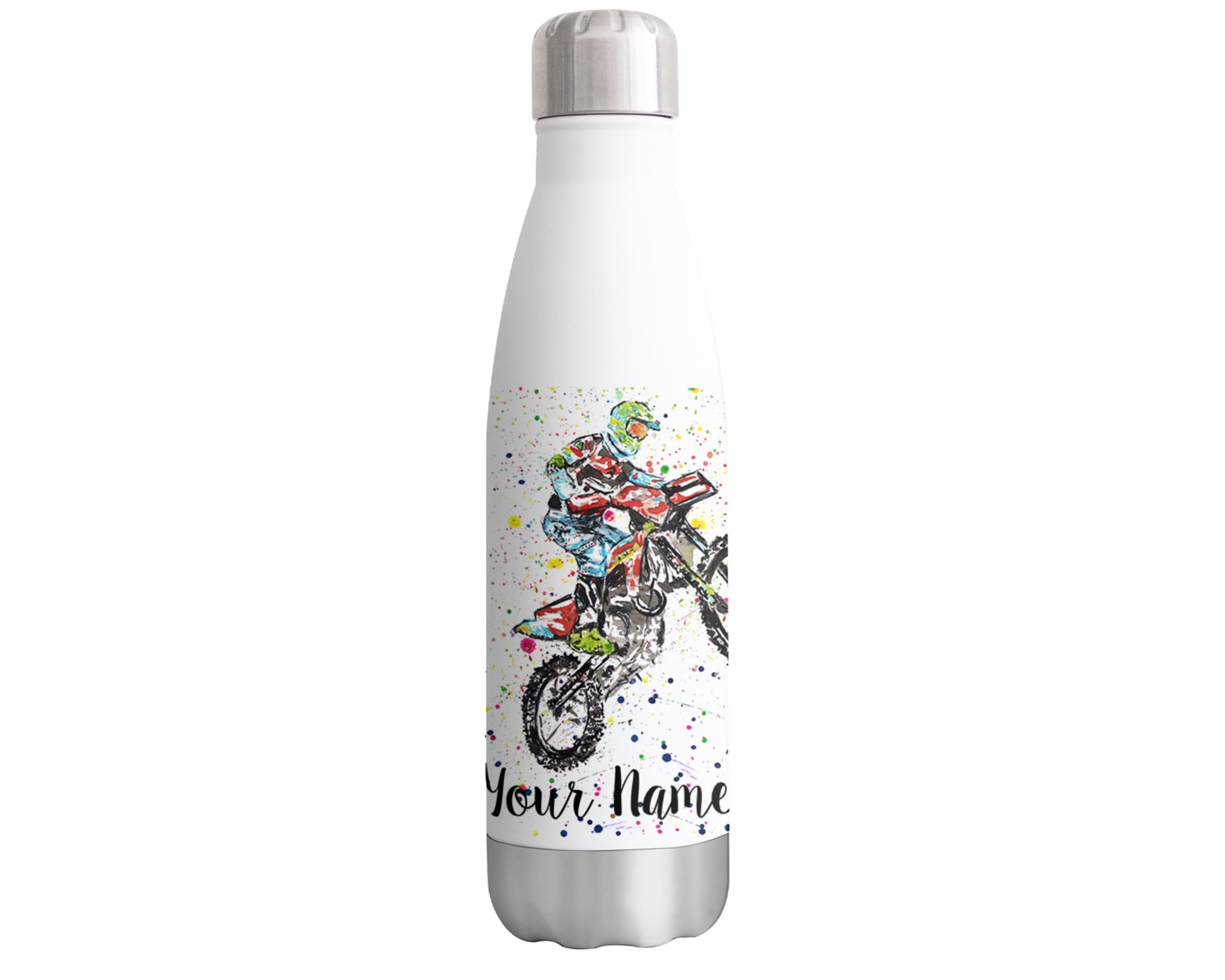 Motocross Personalised Custom Bottle with your Text/name Motorbike 500ml