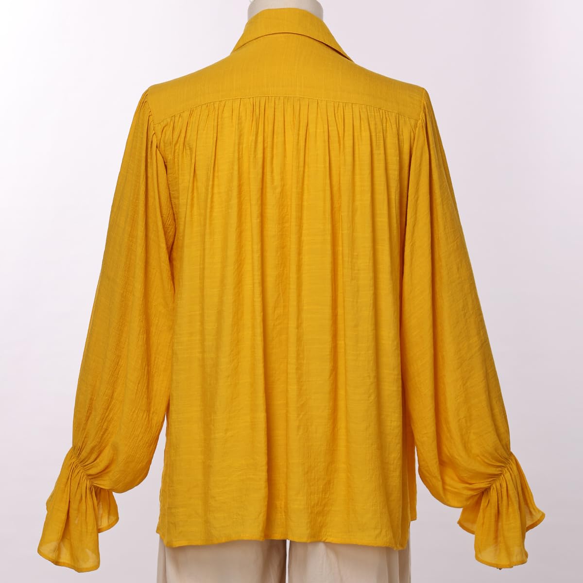 Men Medieval Pirate Shirt Women Vampire Renaissance Shirts Nordic Captain Victorian Tops, Yellow - Image 5