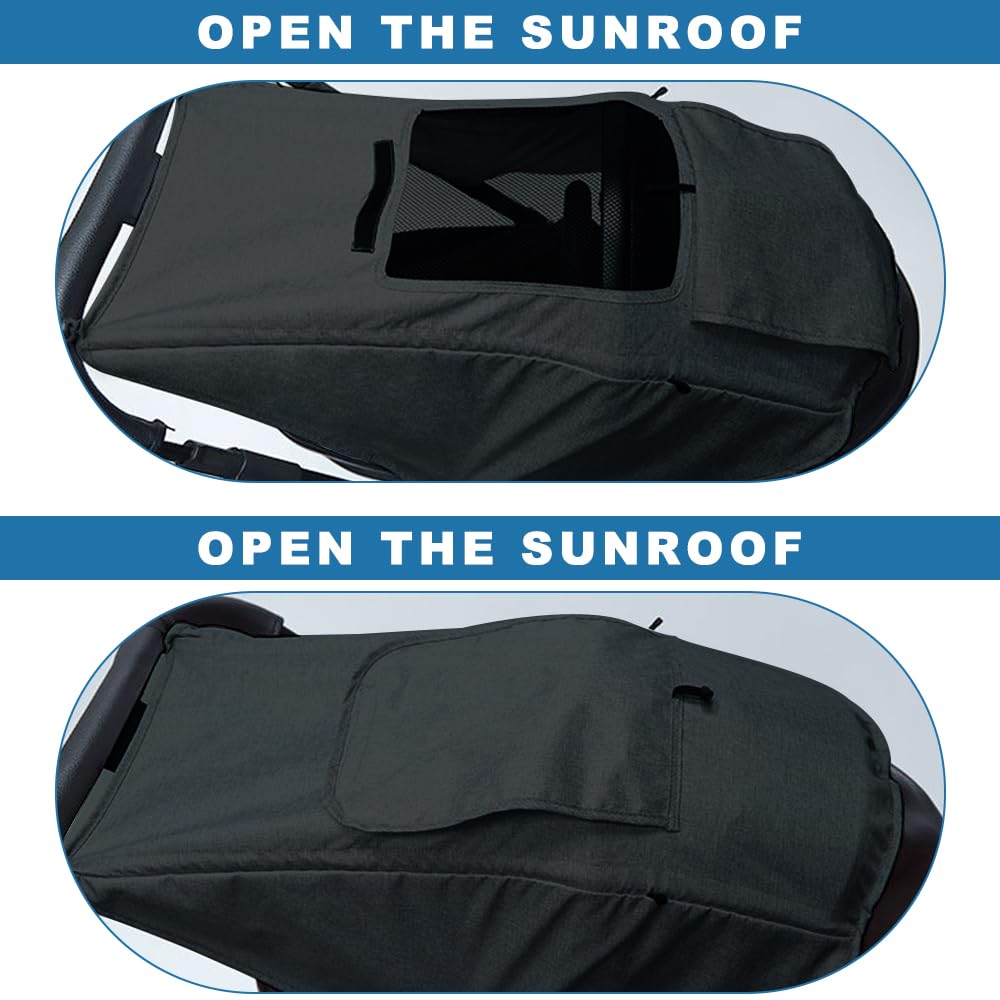 FEMONGY parasole passeggino universale con protezione UV 50+ e impermeabile, ombrellino per passeggino - ombrellino parasole passeggino con finestrella, nero