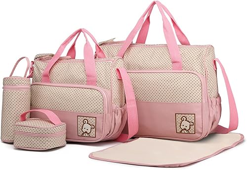 Miss Lulu Totes 5pcs Baby Nappy Changing Multifunction Diaper Messenger Hospital Maternity Polyester Bag