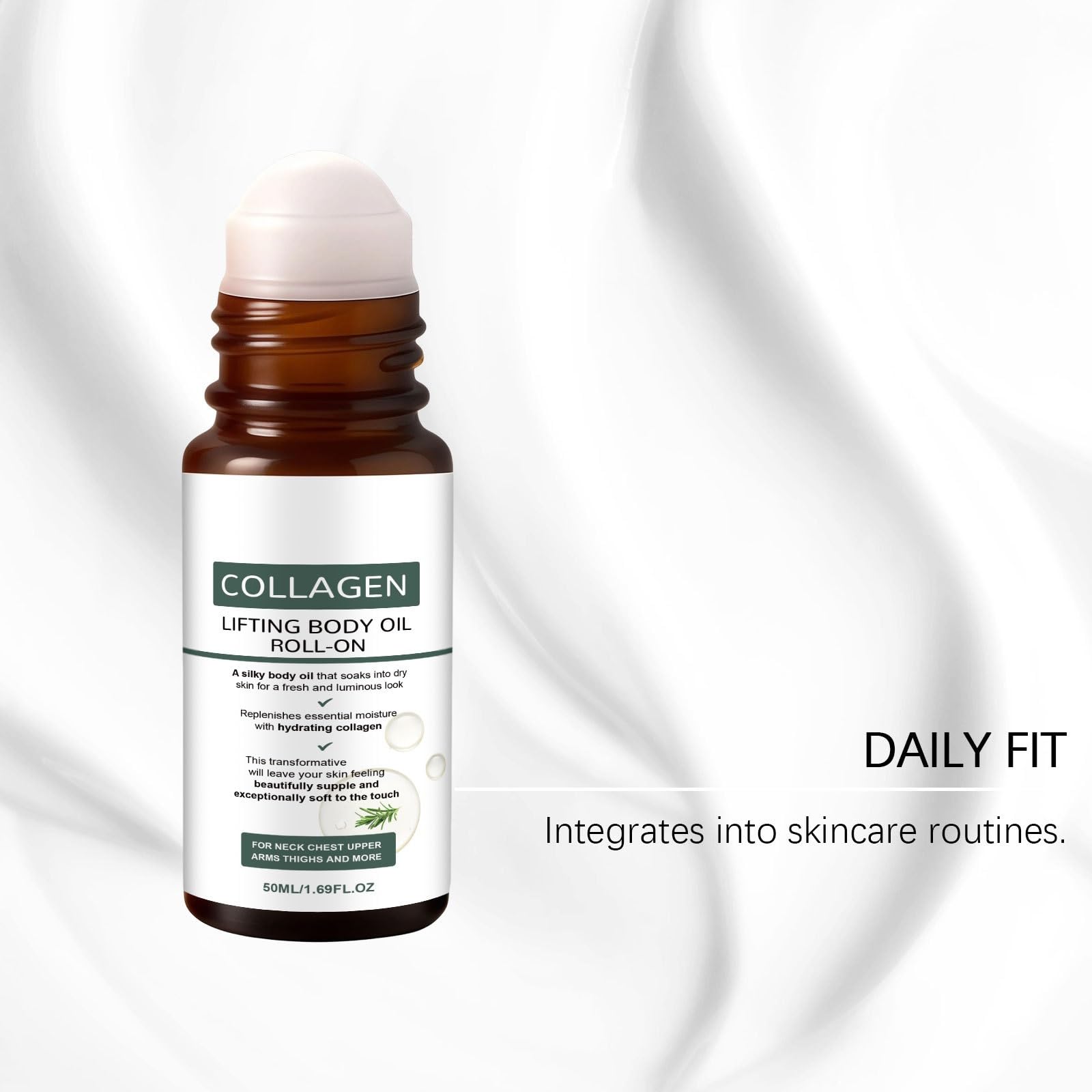XINRAN Collagen Lifting Body Oil Roll on, olio di collagene idratante corpo dopo la doccia, Easy Roll-On, applicatore anti-invecchiamento, pelle liscia e luminosa, 50 ml/1,69 fl oz (4 pezzi)