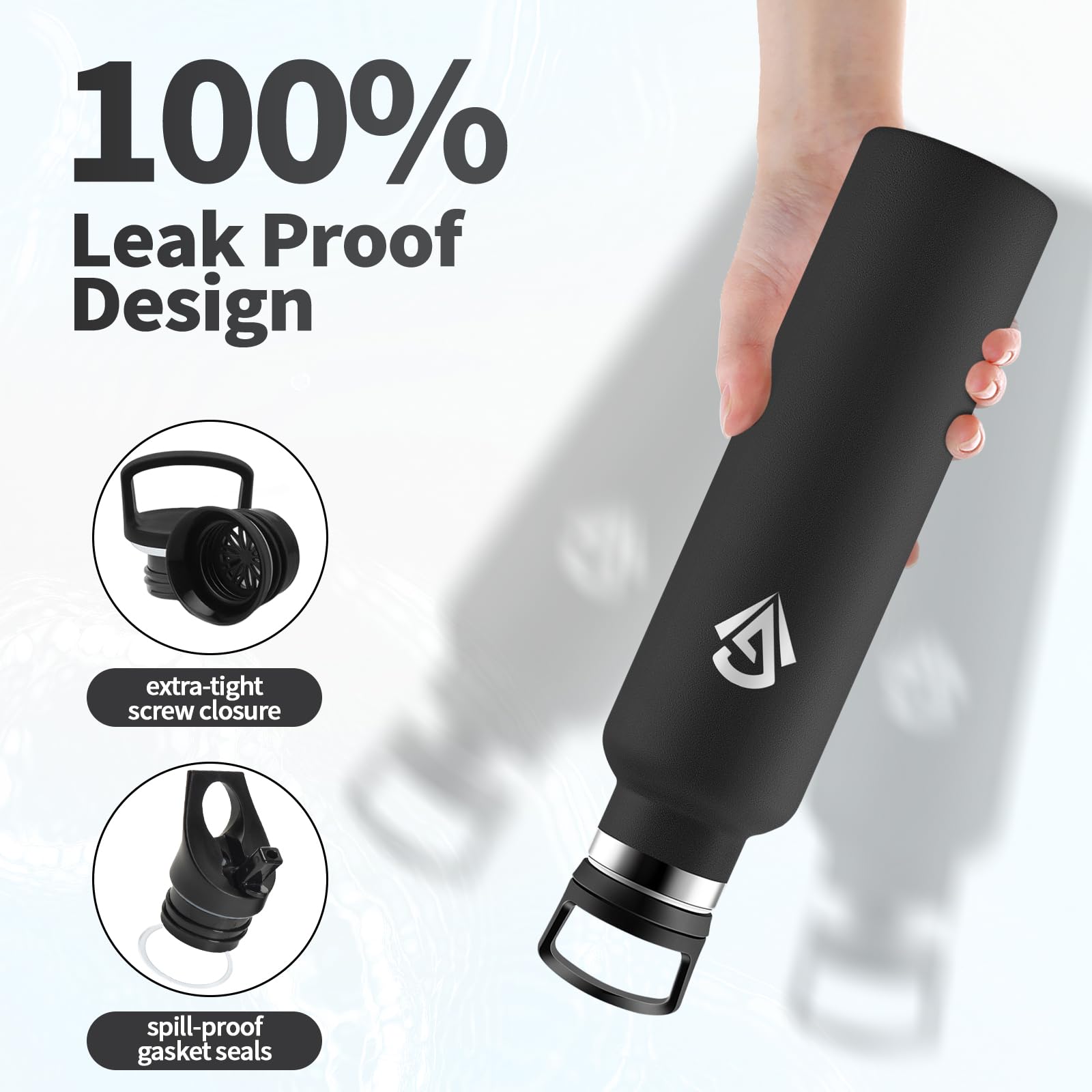 Thermosflasche 1L, Auslaufsicher Wasserflasche Kohlensäure Geeignet, Trinkflasche Edelstahl mit Strohhalm, Isolierflasche Doppelwandig, BPA-frei, Sportflasche für Büro, Reisen, Laufen, Fitness