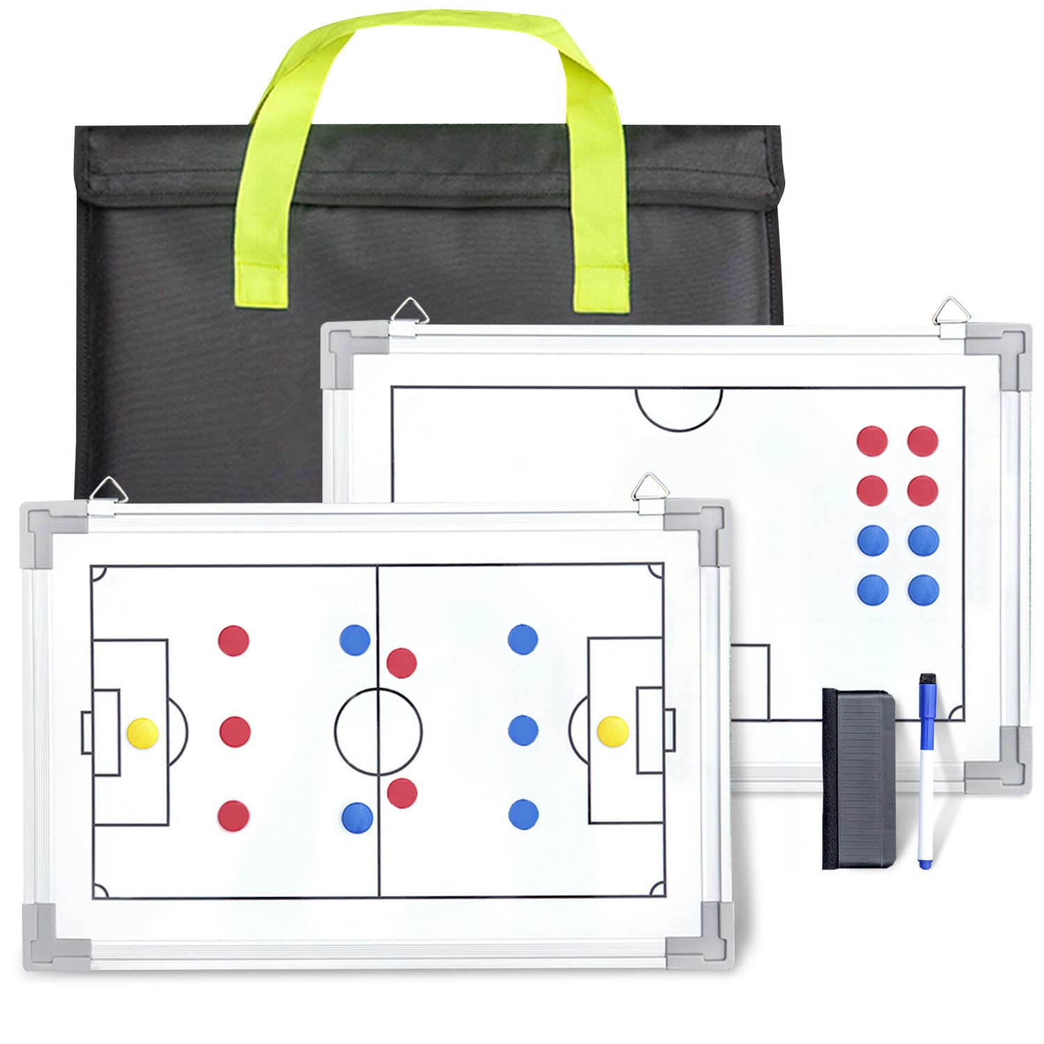 Photo 1 of awagas Soccer Tactics Board Double-Sided Soccer Coaching Board Soccer Whiteboard for Coaches Soccer Coaches Magnetic Coach Board Training Assistant Soccer Coaching Equipment (45x30.5 cm) With marker