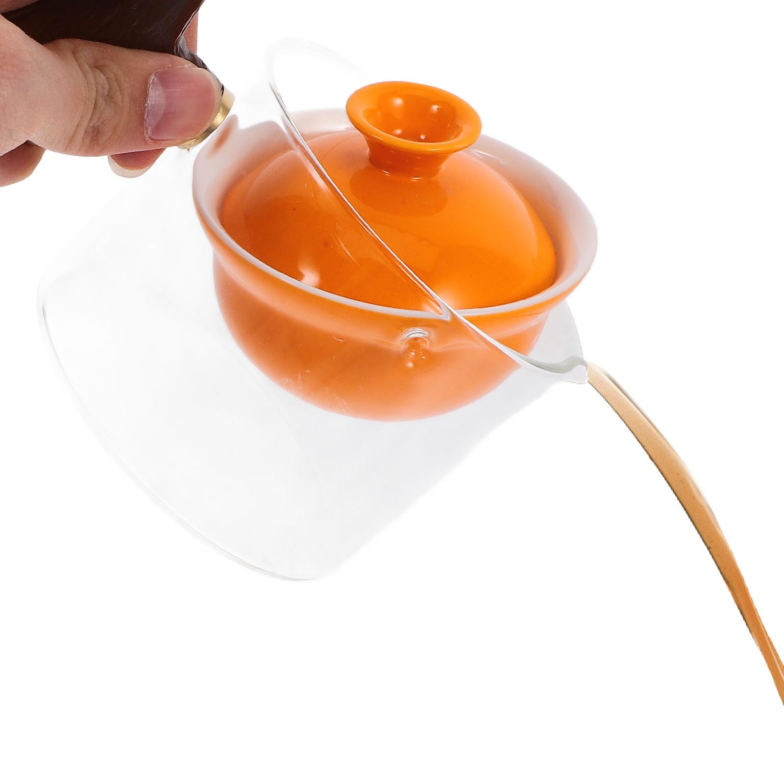 Tetera Asa Lateral de Cerámica Naranja y Filtro 360° para Té