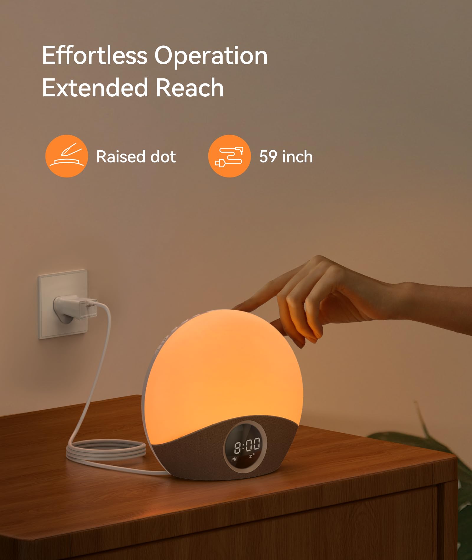 Dreamegg Nite 7 Sveglia Luminosa Alba Macchina Rumore Bianco con 30 Suoni, Sveglia da Comodino con 5 Suoni di Allarme e 8 Colori di Luce Notturna, Funzione Snooze Sveglia per Adulti e Bambini
