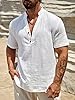SNNYINZHE T Shirts Men Men's Breathable Waterproof Cotton-Linen Vintage Stand Collar Casual T-Shirt(L/White) #5