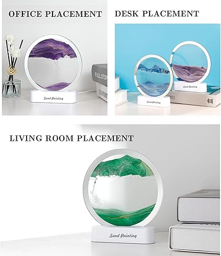Miniatura 5 de Yinhamnl Arte de arena móvil, lámpara de mesa giratoria de reloj de arena de 360, reloj de arena 3D, decoración de arena movediza, lámpara de