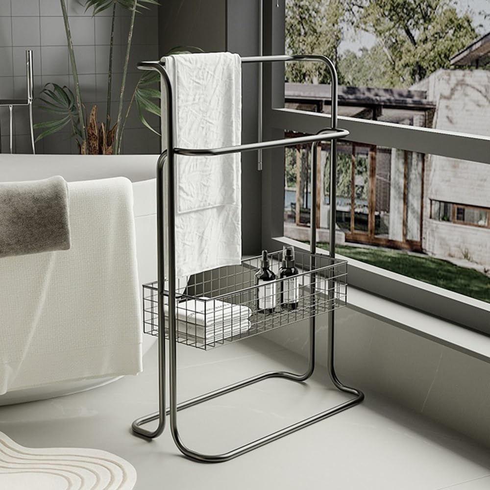 Portasciugamani da Terra Portasciugamani da Pavimento Portasciugamani da Bagno Portasciugamani Portasciugamani da Pavimento Senza punzonatura Portasciugamani da Bagno Portasciugamani(Nero)