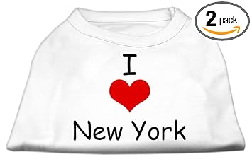 Mirage Pet Products 10-inch I Love New York Screen Print Shirts for Pets, Small, White