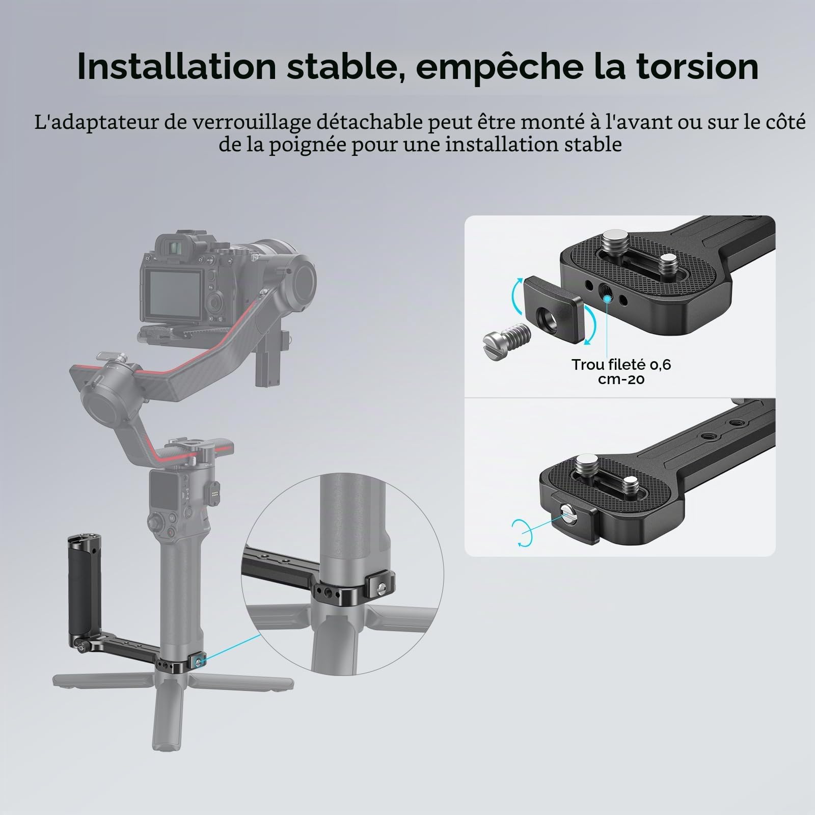 SMALLRIG Poignée Latérale en Aluminium avec Design Plié pour DJI RS 4 Mini/RS 4/RS 4 Pro/RS 3/RS 3 Pro/RS 3 Mini/RS 2/RSC 2/Ronin-S/Ronin-SC, pour ZHIYUN Crane 2S/2/V2-2786C