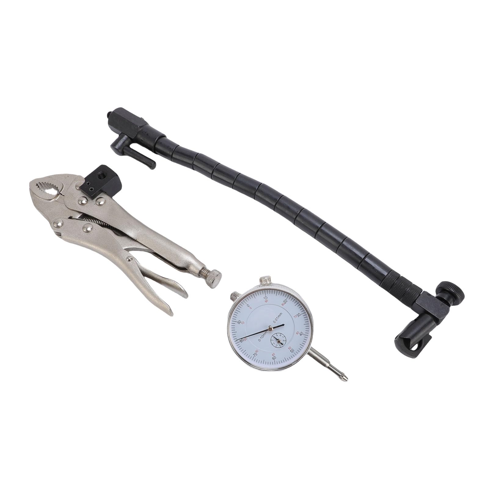 Eujgoov Juego de Medidores de Junta de Disco y Rotor, Indicador de Cuadrante de 0-10 X 0,01 Mm con Brazo Flexible de 13,77 Pulgadas y Abrazadera de Bloqueo de 7 Pulgadas para una