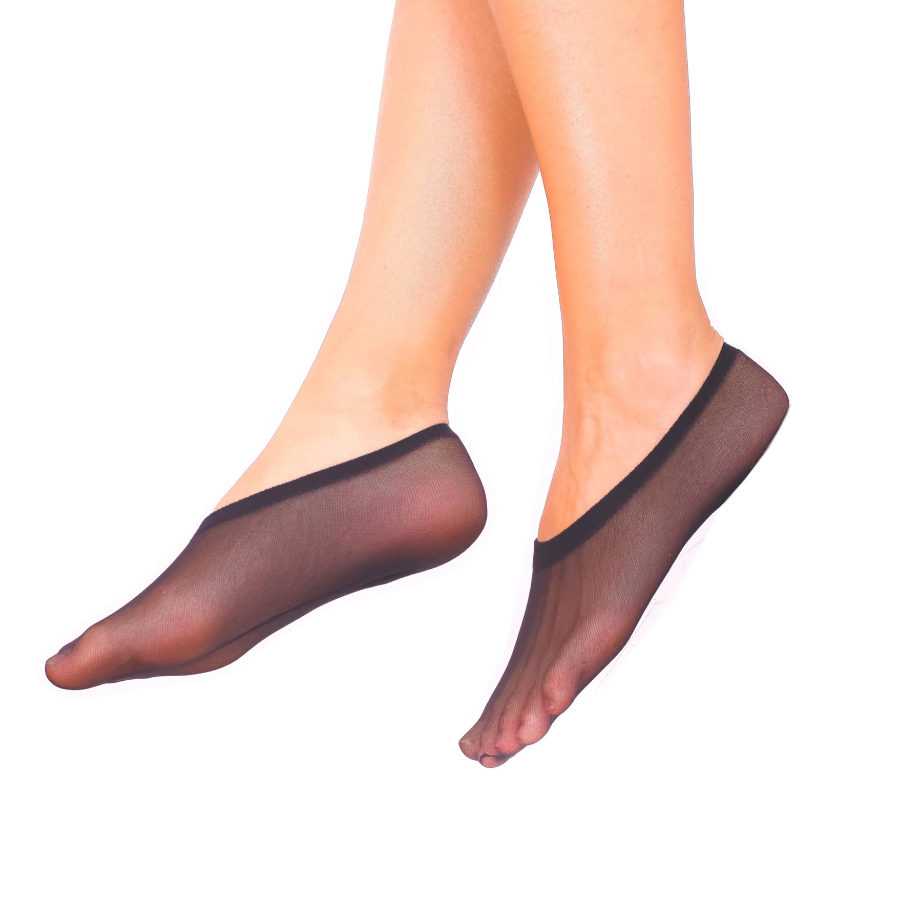 Lady Sofia 6 Pairs STEPS Sheer Invisible No Show Liners Secret Socks 30 Denier 36-38 (UK 3-5, Black)