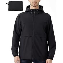 Mens Lightweight Jacket Windbreaker Packable Hooded Raincoat for Hiking Outdoor with Zippered Pocket