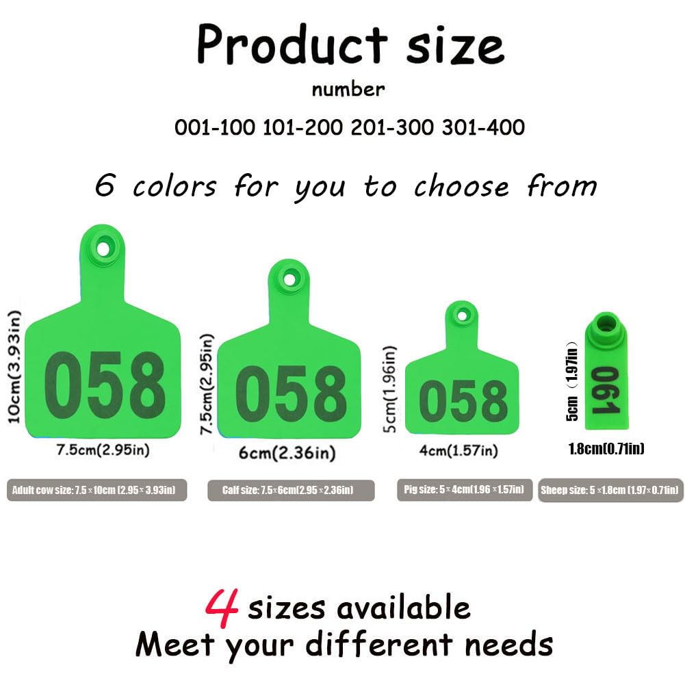 Marchi auricolari per bovini/pecore/suini 001-400 marchi auricolari digitali in plastica per bestiame adatti per marchi auricolari per l'identificazione di animali di pecore, maiali, capre, bovini