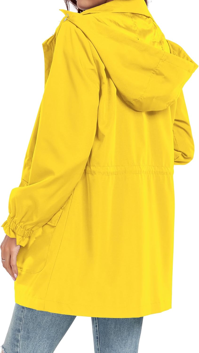Bloggerlove Women Rain Jacket Waterproof Raincoat with Hood Lightweight Outdoor Windbreaker - Image 2