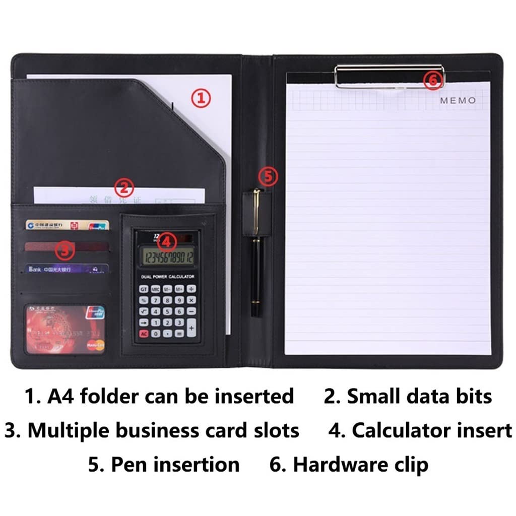 Folder skórzany organizer na dokumenty biznesowe List A4 Rozmiar wizytówki uchwyt na wywiady konferencje i prezentacje(Brown,Sign in this*3)
