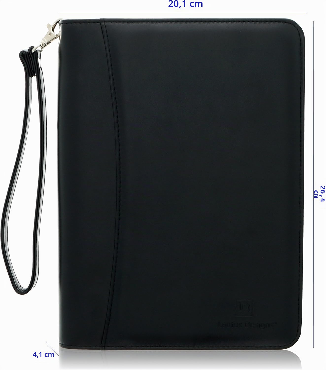 Piccolo scomparto con zip con blocco note junior - Raccoglitore ad anelli in pelle PU con scomparto per tablet da 20,3 cm di Lautus design Nero