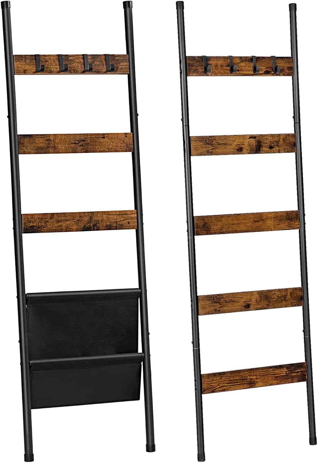 HOOBRO Blanket Ladder, 5 Tier Towel Rack, WallLeaning Blanket Rack, Decorative