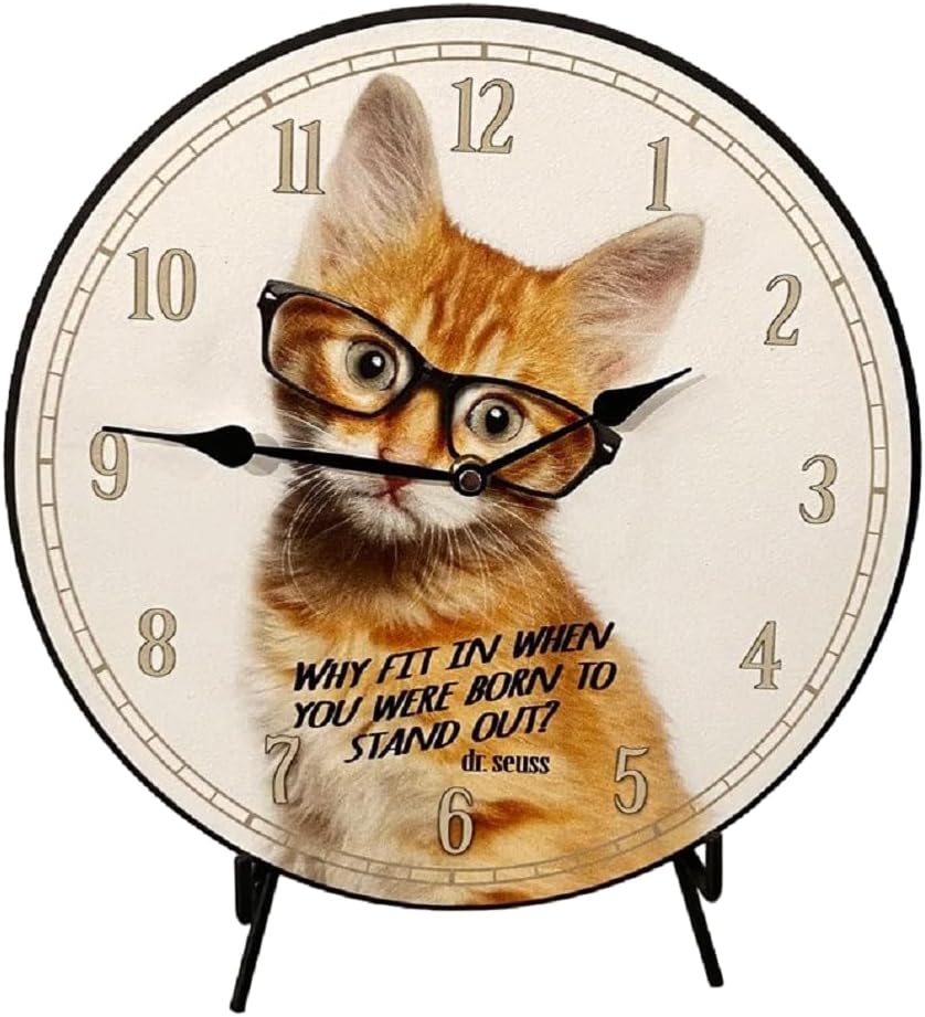 Cat Wall Clock | Ultra Quiet Quartz Mechanism | Hand Made in USA Beautiful Crisp Lasting Color | Comes in 8 Sizes | 15-Inch