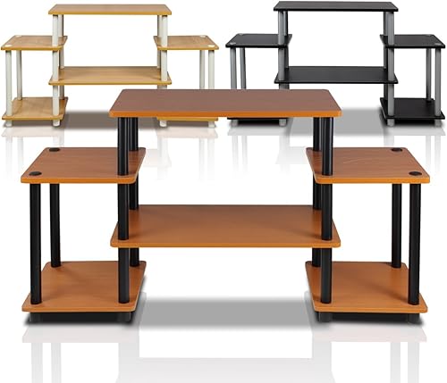 Miniatura 27 de Furinno JAYA - Soporte esquinero para TV, diseño simple, color espresso/negro Espresso / negro,Blanco/Blanco,Columbia Nogal/Negro,Roble