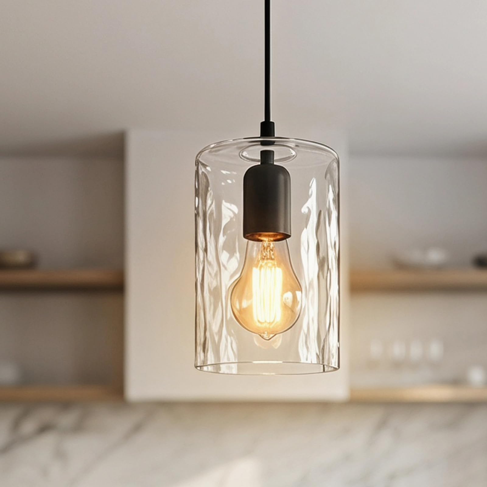 POPETPOP 3 Pezzi Paralume in Vetro Trasparente Martellato Cilindrico E27 | Diffusione Uniforme della Luce, Leggero e Resistente alle Alte Temperature, Ricambio per Soggiorno e Ambienti Commerciali