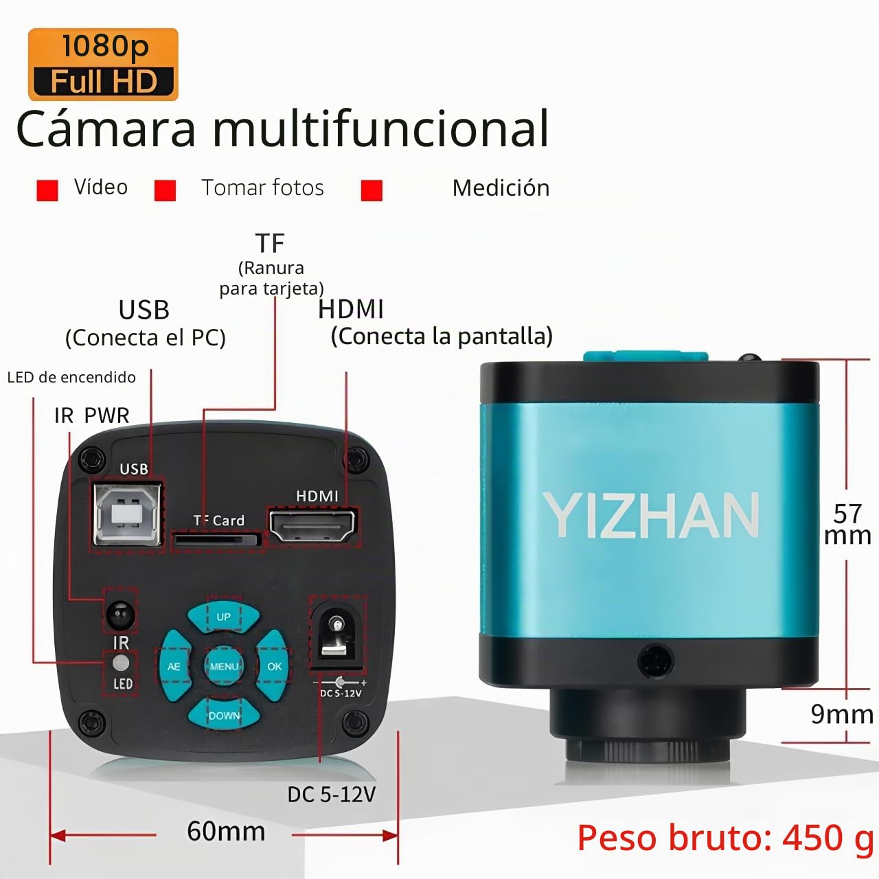 Microscopio de soldadura 4K UHD Microscopio digital electrónico IMX327 HDMI USB cámara de soldadura 130X 150X 180X Lente Zoom (4K 48MP IMX327 HDMI+150X Soporte Plegable A)
