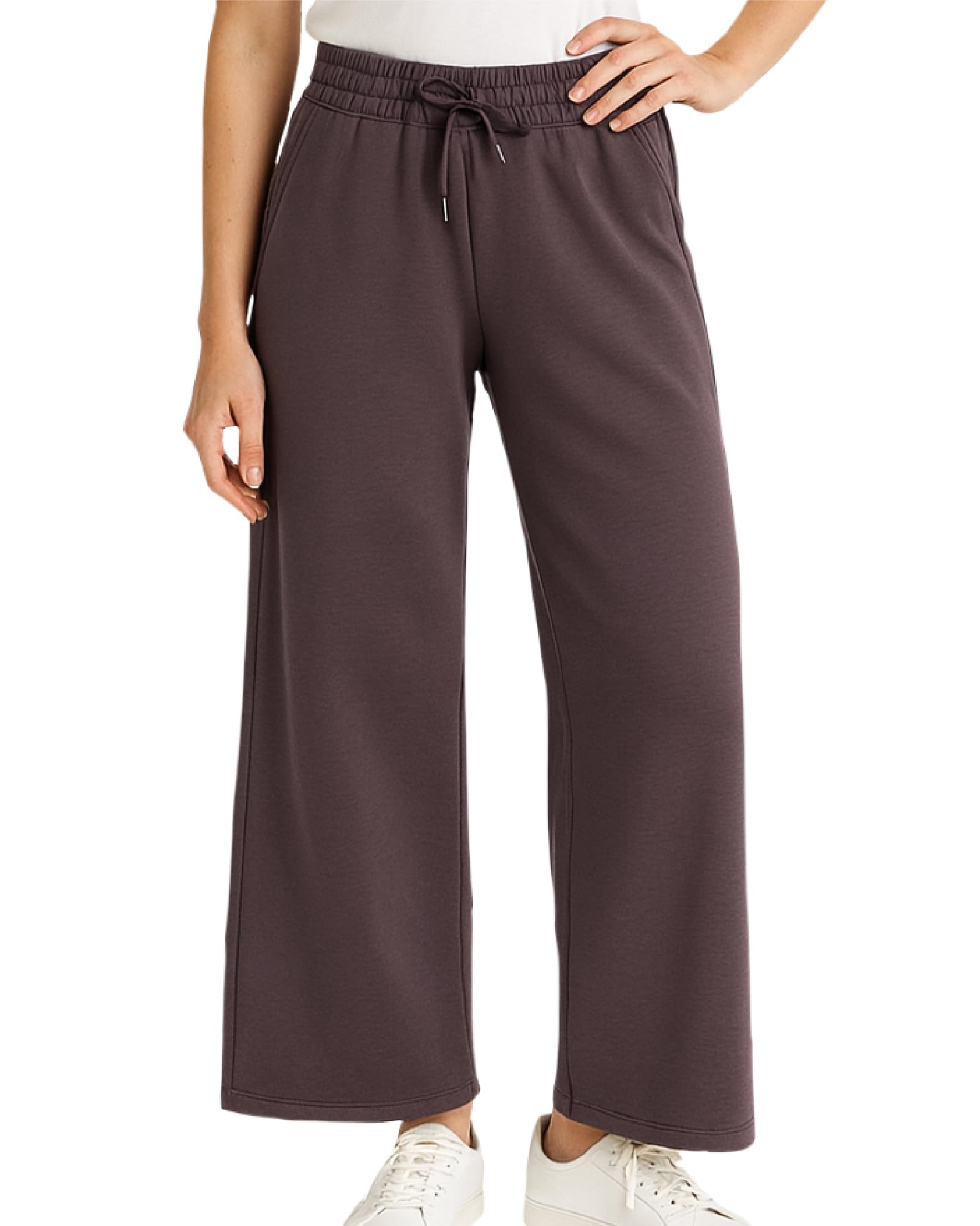 Spyder Womens Pants - Double Knit Wide Leg Pants Woman with Pockets Drawstring Waistband Joggers Sweatpants Women, Espresso, M
